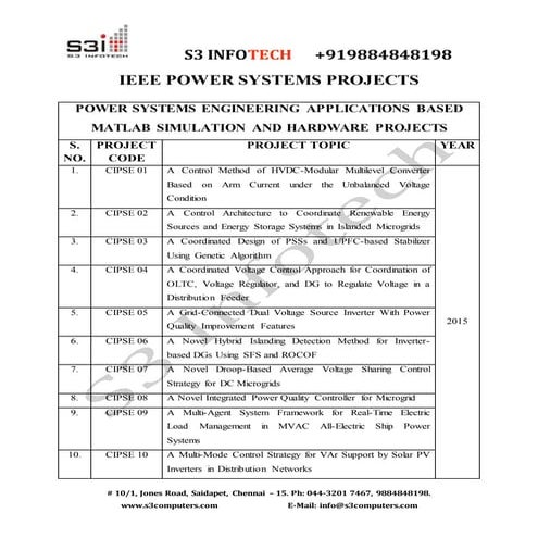 Power sytems ieee 2015 2016  projects list-vel