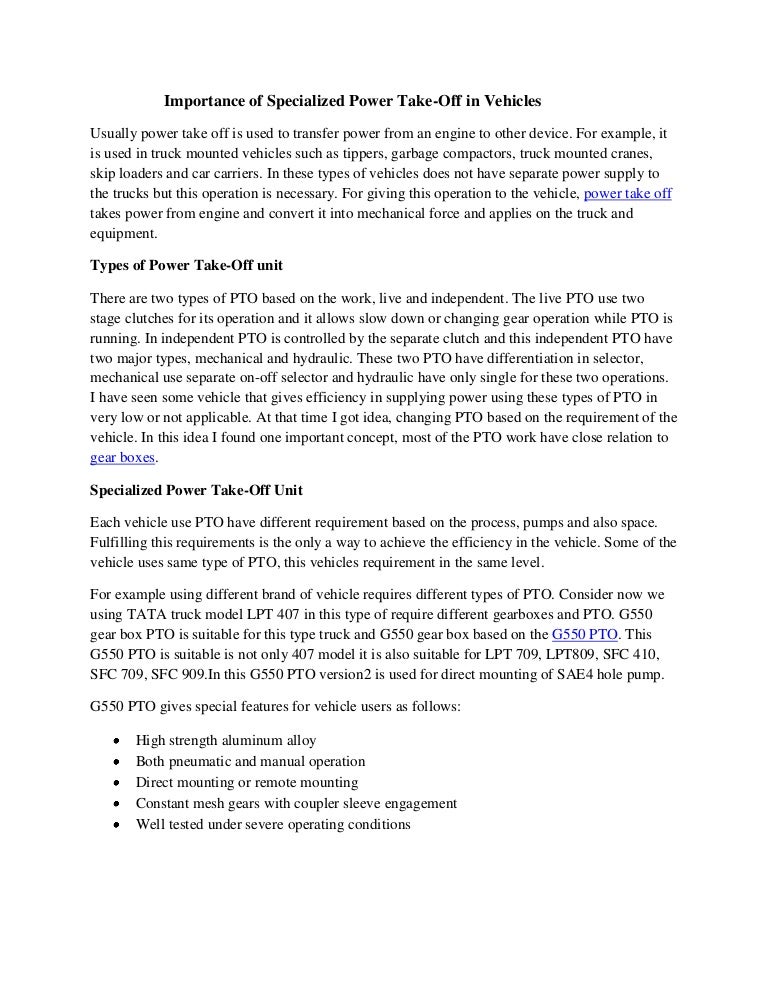 Power take off manufacturers