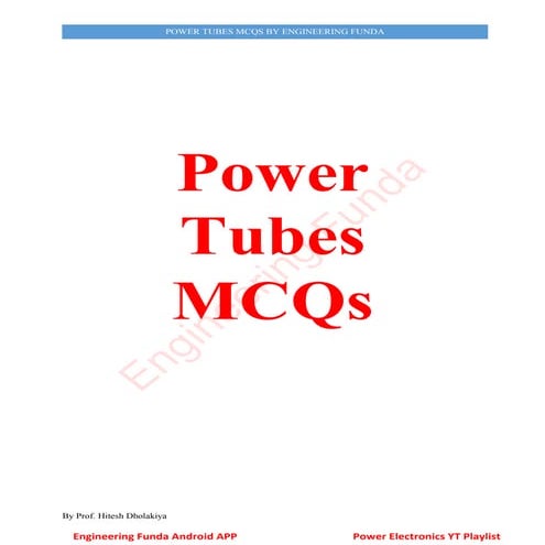 Power Tubes MCQ
