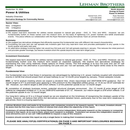 Option Strategies for Power and Utilities Industries