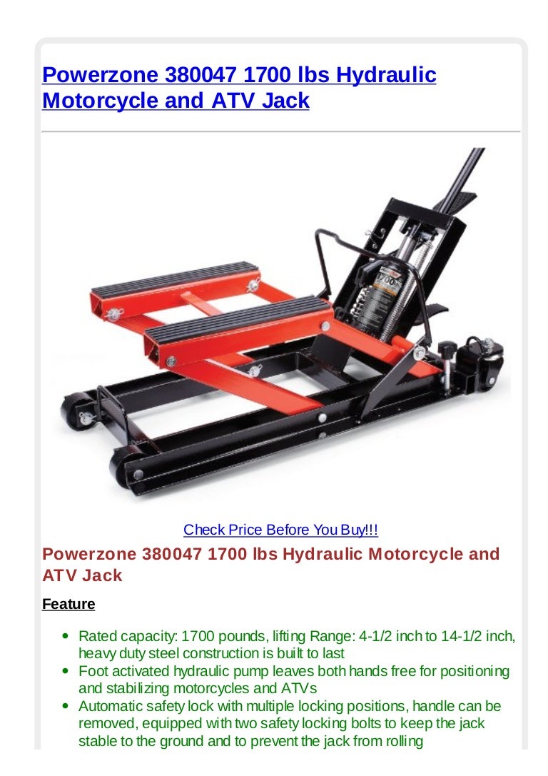 Powerzone 380047 1700 lbs hydraulic motorcycle and atv jack