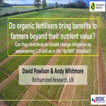 Do organic fertilisers bring benefits to farmers beyond their nutrient value?...