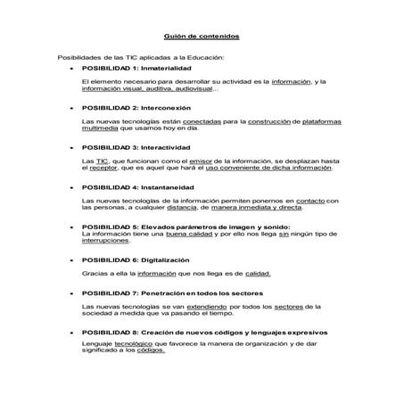 Posibilidades y limitaciones de las TIC