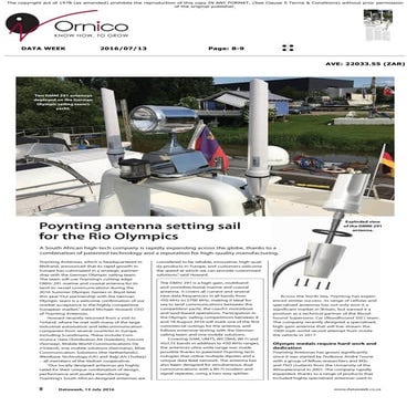 Poynting antenna setting sail for the Rio Olympics - Dataweek