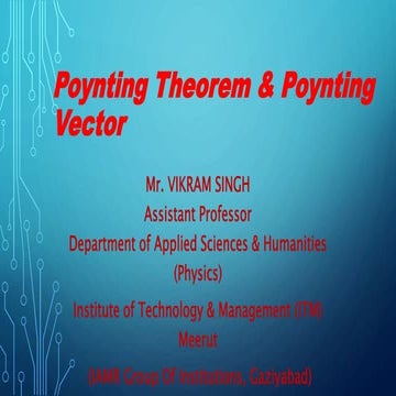 Poynting theorem & Poynting vector