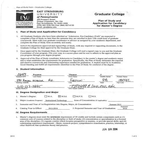 Poynton plan of study