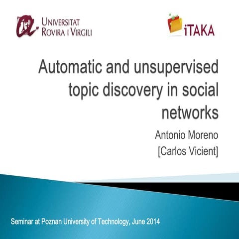 Automatic and unsupervised topic discovery in social networks