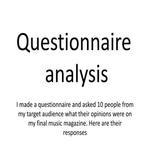 Questionnaire analysis