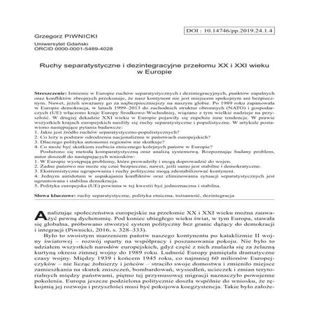 Ruchy separatystyczne i dezintegracyjne przełomu XX i XXI wieku w Europie