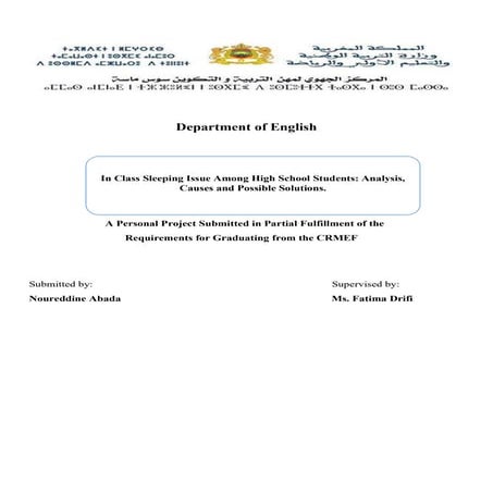 In Class Sleeping Issue Among High School Students: Analysis, Causes and Poss...