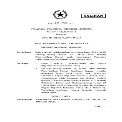 Pp 16 2018 satpol pp