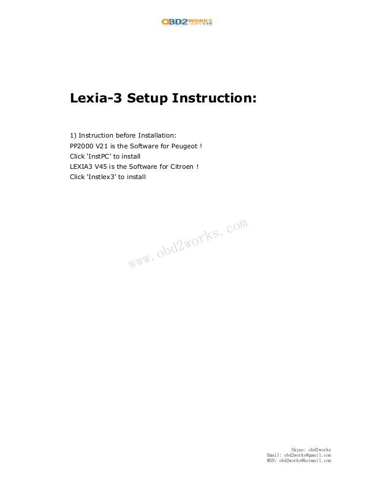 Lexia 3 pp2000 installation vseralit