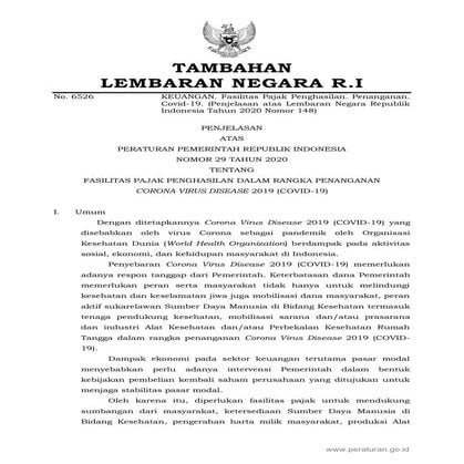 Lampiran Peraturan Pemerintah Nomor 29 Tahun 2020