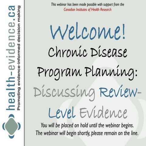 Chronic Disease Program Planning in Public Health: What's the Evidence 