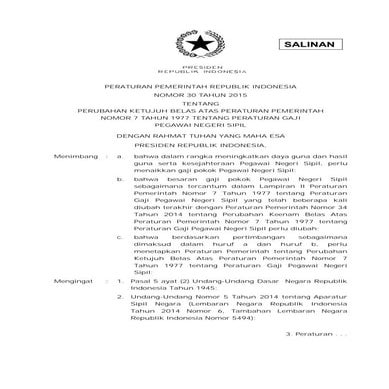 Pp 30 th 2015 gaji pns 2015