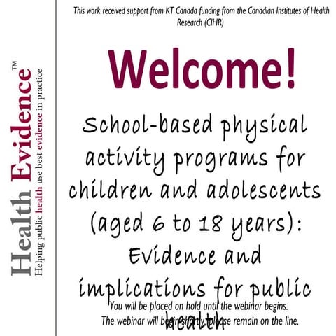 School-based physical activity programs for children and adolescents (aged 6 ...