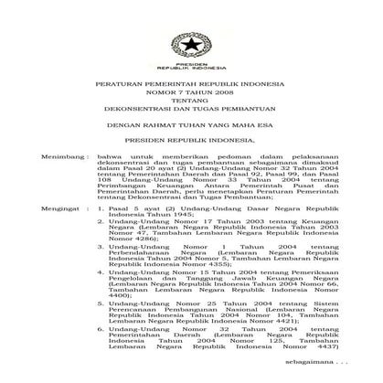 Pp 7 tahun 2008  batang tubuh 