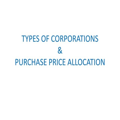 PURCHASE PRICE ALLOCATION
