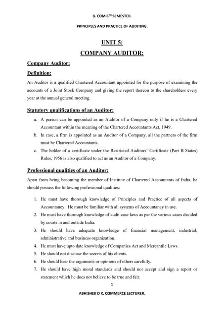 PRINCIPLES AND PRACTICE OF AUDITING.