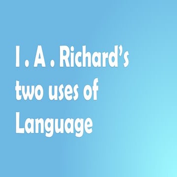 I.A.Richard's Two Uses of Languages