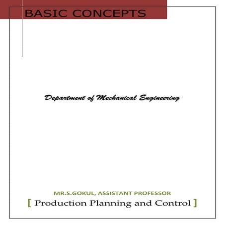 Production planning and control - Basic concepts