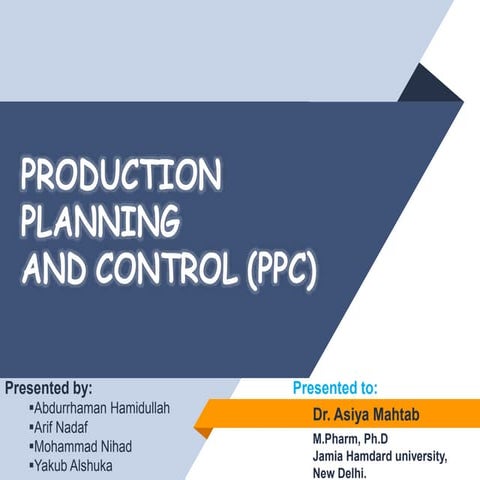 Production Planning and Control in Pharmaceutical Industry
