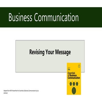 COMM 100 Chpt 4 Revising Your Message