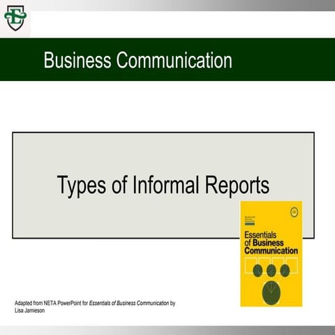 COMM 100 Chpt 8 Types of Informal Reports