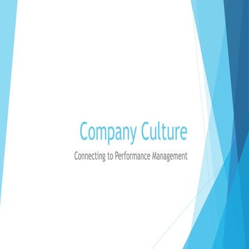 Company Culture: Connecting to Performance Management