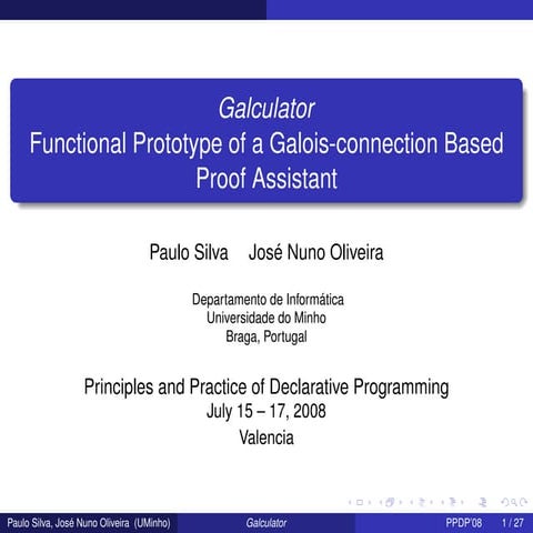 Galculator: Functional Prototype of a Galois-connection Based Proof Assistant