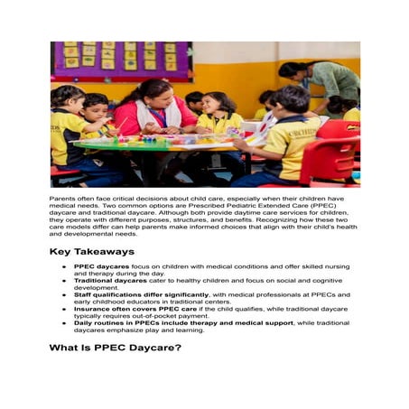 PPEC Daycare vs Traditional Daycare: What’s the Difference? | PDF