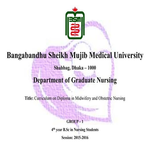 Curriculum on Diploma in Midwifery and Obstetric Nursing