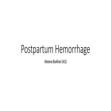 Postpartum Haemorrhage Presentation Pptx