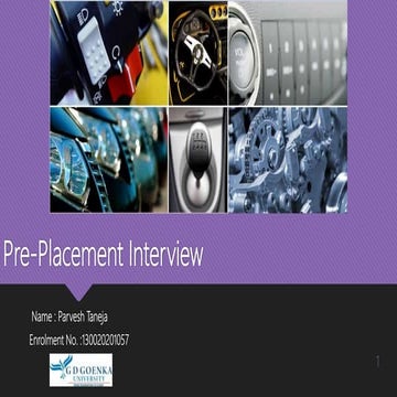 Pre Placement Interview Presentation on Mechanical Design