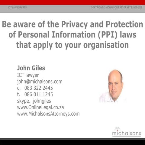 Privacy and Protection of Personal Information law seminar