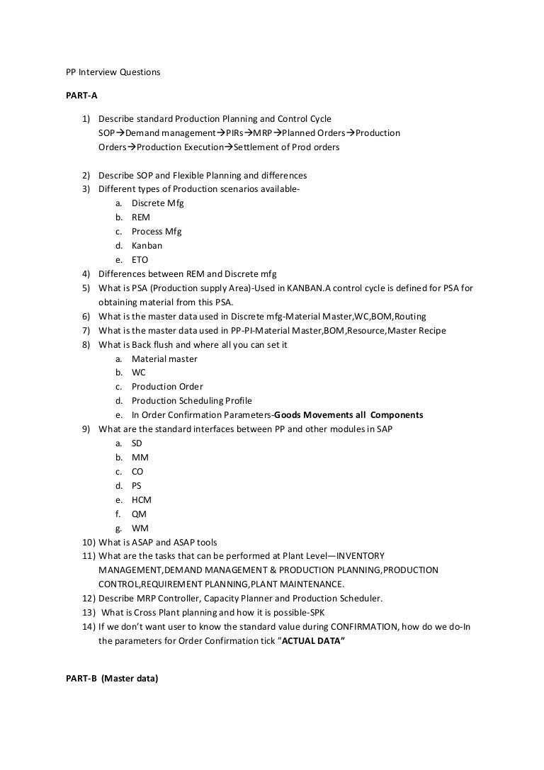 standard interview questions