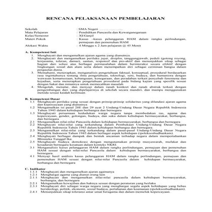 RPP SMA PPKN Kelas XI | PDF