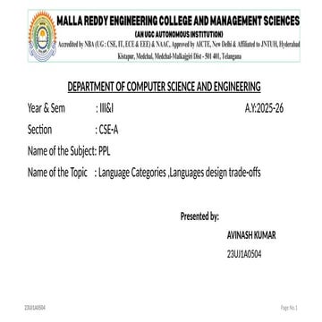 PPL-23UJ1A0504.pptx language categories, language design | PPTX