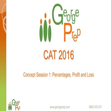 Percentages, Profit and Loss Session 1