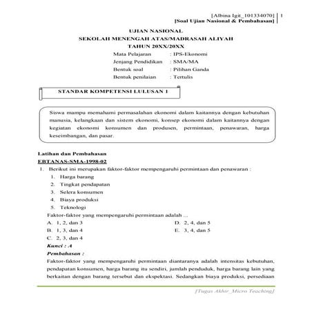 Ppl1  bie kumpulan soal & pembahasan un sma ekonomi