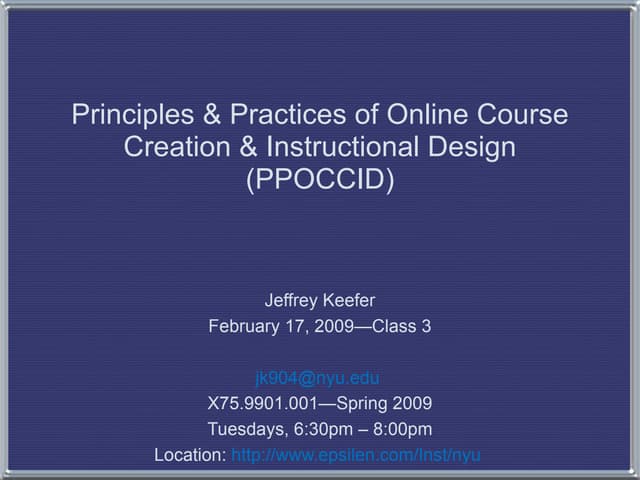 Principles & Practices of Online Course Creation & Instructional Design (PP...