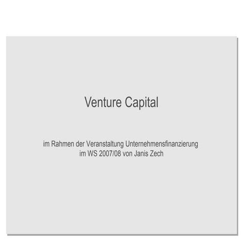 Venture Capital - An Introduction
