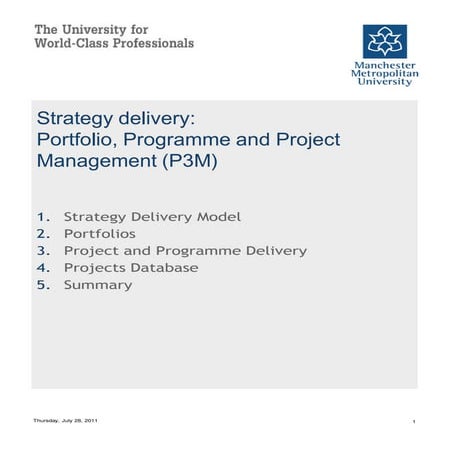 Portfolio, Project and Programme Management