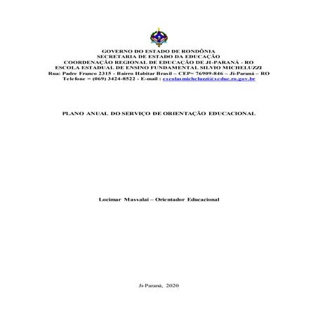 Plano Anual de Ação da Orientação Escolar 