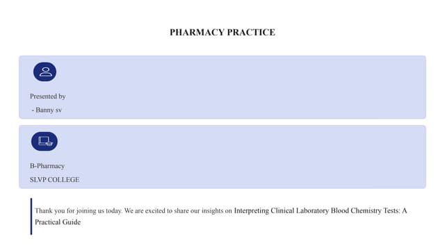 🧪“Blood Chemistry Tests in Pharmacy Practice: Clinical Laboratory Guide for Pharmacists”