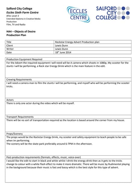 Production plan | DOC