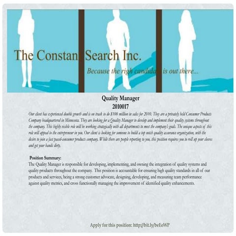 Quality Manager Position