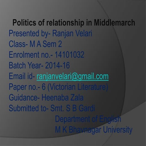 Politics of relationship in Middlemarch