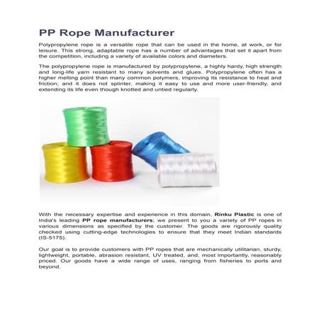 PP Rope Manufacturer | PDF