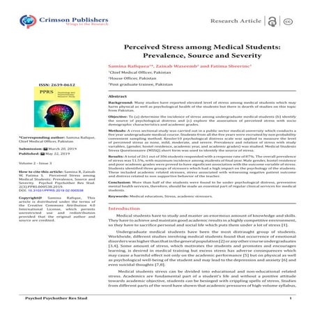 Perceived Stress among Medical Students: Prevalence, Source and Severity_Crim...